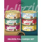 Reflex Plus Delizzia Hindi Etli Pate & Somonlu-Tavuklu Gravy & Tavuklu-Ciğerli Gravy & Ton Balıklı Pate & Dana Etli Gravy & Tavuklu Pate Yetişkin Kedi Maması Seti 6X85 Gram