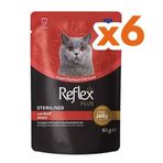 Reflex Plus Sterilised Pouch Jelly Biftekli Kısırlaştırılmış Kedi 6x85 gr Yaş Mama