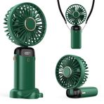 Refluxe Taşınabilir USB Vantilatör, 4200mAh Şarjlı El Tipi Fan, LED Ekranlı, 3'ü 1 Arada El/Boyun/Masa Fanı, Yaz, Ofis, Seyahat için, Kadınlar, Kızlar ve Çocuklara Hediye (Yeşil)