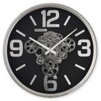 Regal 4510 SB Metal Kasa Gümüş Renkli 51 cm Çaplı Çarklı Sessiz Saniye Mekanizmalı Duvar Saati