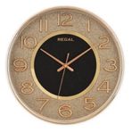 Regal 9410 GB Plastik Kasa Siyah Altın Işıltılı Modern Sessiz Saniye Mekanizmalı Duvar Saati