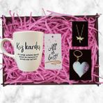 Regalo Kız Kardeş Kupa, Melek Kolye, Kalp Anahtarlık Hediye Seti
