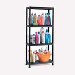 Regalux Kronos 60x30x143 cm Siyah 4 Katlı Plastik Raf
