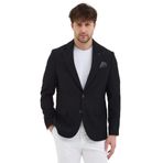 Regelo Erkek Siyah Poliviskon Kumaşlı Slim Fit Kendinden Mendilli Mono Yaka Spor Blazer Ceket Siyah 50