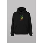 Reggae Özgürlük İşareti Rasta Iı Tımeline Ön ve Arka Baskılı Sweatshirt Unisex Kapüşonlu Hoodie Siyah