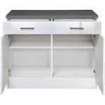 Reggio Kids & Plants Çok Amaçlı Ada Mutfak -Bar Masası -Mutfak Dolapları 120 cm Tezgah Dahil - Beyaz - Antrasit - Mutfak Ada