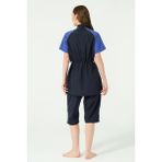 Reglan Biyeli Yarım Kol Yarı Kapalı Mayo - Lacivert - XL