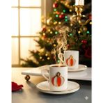 Regna Home Fine Living Elegant Pumpkin 4 Parça 2 Kişilik Kahve Fincan Takımı - Turuncu - Beyaz