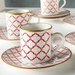 Regna Home Harmony Luna Kırmızı 6 Kişilik Kahve Fincan Takımı