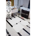 Regnum Halı Banyo Paspası Üçlü Takım Beyaz Renk Peluş Kaymaz Taban Yıkanabilir 60X100 - 60X40 - 60X60