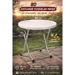 regnum plastik Katlanır Balkon Bahçe Masası Yuvarlak 80*80 Ölçü Renk Beyaz