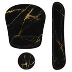 Regofine Klavye Bilek Desteği Hafızalı Köpük Ergonomik Mouse Pad Bilgisayar Bilek Destek Seti ile Ev, Ofis için Kaymaz Kauçuk Tabanlı Bardak Altlığı - Siyah Mermer