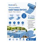 Regron Tek Kullanımlık Kağıt (1 ADET) Masa Örtüsü 100x120 cm Mavi Kareli Desenli, Baby Shower, Piknik, Eğlence,