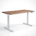 Regula Desk Solid N - Elektrikli Yüksekliği Ayarlanabilir Natürel Kenar Masif Ceviz Çalışma Masası - Beyaz Ayak, Ceviz Masif Tabla, 120X60 cm - Beyaz - Ceviz