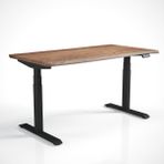 Regula Desk Solid N - Elektrikli Yüksekliği Ayarlanabilir Natürel Kenar Masif Ceviz Çalışma Masası - Siyah Ayak, Ceviz Masif Tabla, 120X60 cm - Siyah - Ceviz