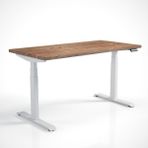 Regula Desk Solid S - Elektrikli Yüksekliği Ayarlanabilir Düz Kenar Masif Ceviz Çalışma Masası - Beyaz Ayak, Ceviz Masif Tabla, 160X80 cm - Beyaz - Ceviz