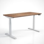 Regula Desk Solid V - Elektrikli Yüksekliği Ayarlanabilir Açılı Kesim Kenar Masif Ceviz Çalışma Masası - Beyaz Ayak, Ceviz Masif Tabla, 150X75 cm - Beyaz - Ceviz