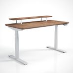 Regula Desk Solid V - Elektrikli Yüksekliği Ayarlanabilir Açılı Kesim Kenar Masif Ceviz Çalışma Masası - Beyaz Ayak, Ceviz Masif Tabla - Raflı, 140X70 cm - Beyaz - Ceviz