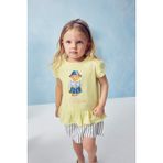 Regular Fıt Ayı Baskılı Penye Kısa Kollu Tişört Kız Bebek