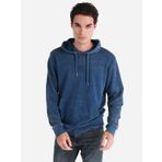 Regular Fit Baskılı Kapüşonlu Mavi Erkek Sweatshirt