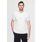 Regular Fit Beyaz Baskılı %100 Pamuk T-shirt 2EC14ORT05214