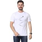 Regular Fit Bisiklet Yaka %100 Pamuk Basic Düz Kısa Kollu Tişört Bisiklet Baskılı - Beyaz