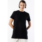 Regular Fit Bisiklet Yaka Basic Düz Kısa Kollu Pamuk Tunik Oversıze-Tunık - Siyah