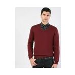 Regular Fit Bisiklet Yaka Erkek Bordo Kazak