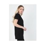 Regular Fit Bisiklet Yaka Örme Kadın Siyah Kısa Kol Tişört