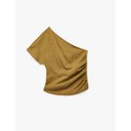 Regular Fit Drape Detaylı Asimetrik Yaka Tek Omuz Bluz