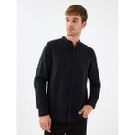 Regular Fit Erkek Gömlek U.kol - 2XL - Siyah