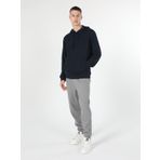 Regular Fit Kapüşonlu Mavi Erkek Sweatshirt