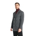 Regular Fit Kruvaze Metal Düğme Detaylı Kaşe Kaban Gri 56