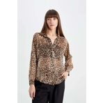 Regular Fit Leopar Desenli Uzun Kollu Gömlek