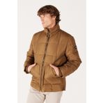 Regular Fit Normal Kesim Dik Yaka Kapüşonlu Camel Şişme Mont