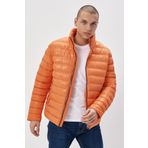 Regular Fit Normal Kesim Dik Yaka Turuncu Şişme Mont