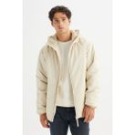 Regular Fit Normal Kesim Kapüşonlu Cepli Casual Mont - Gri - 2XL