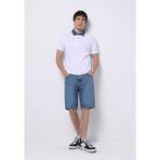 Regular Fit Orta Bel Düz Erkek Indigo Jean Şort