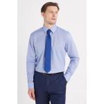 Regular Fit Saks Mavi Non-Iron %100 Pamuk Doğa Dostu Ekoteks Belgeli Ütü Gerektirmez Gömlek