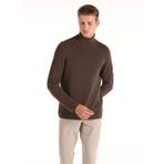 Regular Fit Turtle Neck Kahverengi Erkek Kazak