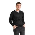 Regular Fit V Yaka Pamuklu Basic Erkek Triko Kazak SİYAH L