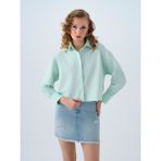 Regular Long Crop Kadın Gömlek U.kol - Mint Yeşili