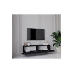 Regulus Siyah Mdf 2 Kapaklı Ahşap Ayaklı 140 Cm Modern Tv Ünitesi
