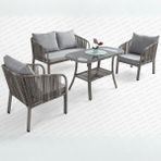 Rehome Capri Swing Artemis Ikili Rattan Balkon Bahçe Takımı | Gri - 128x60x79