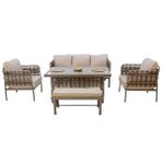 ReHome Liora | Üçlü Rattan Bahçe Oturma Grubu | 3+1+1+Sehpalı Bahçe Takımı