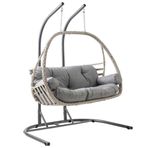 Rehome Malta Çiftli Rattan Bahçe Salıncağı | Beyaz