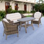 ReHome Rattan Orkide Bahçe Takımı (2+1+1+Masa) Açık Kahve | Bahçe ve Balkon Mobilyası Oturma Grubu