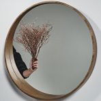 Rehome Yuvarlak Ahşap Çerçeveli Dekoratif Ayna - No:259 (70 Cm) Kahverengi