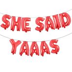 REIANS 40,64 cm She Said Yaaas Balonlar Folyo Harfler Balon Afiş Dekorasyonları Bekarlığa Veda Partisi, Gelin Partisi, Nişan Partisi, Bekarlığa Veda Partisi için (Kırmızı)