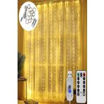 Reidan Dekoratif aydınlatma Led Işıklı Perdesi 300 LED Bakır tel perde dize ışıkları 8 Mod Uzaktan Kumanda